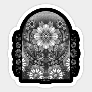 Stainglass Spring Equinox - Monotone Version Sticker